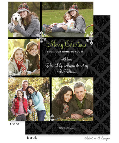 Take Note Designs Digital Holiday Photo Cards - Black Damask Elegance