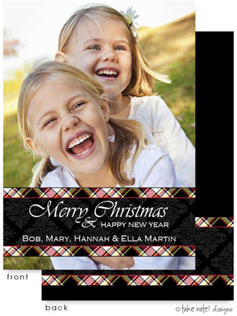 Take Note Designs Digital Holiday Photo Cards - Plaid Damask Wrap