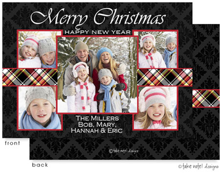 Take Note Designs Digital Holiday Photo Cards - Christmas Plaid Wrap Damask Take Note Designs Digital Holiday Photo Cards - Christmas Plaid Wrap Damask