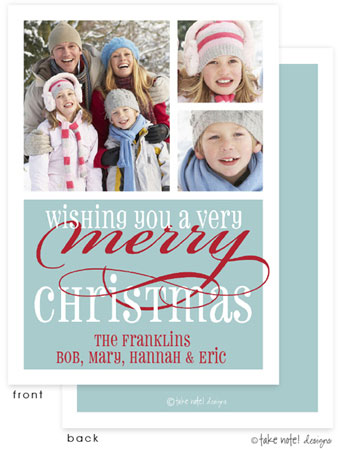 Take Note Designs Digital Holiday Photo Cards - Merry Christmas Script 3 Photo