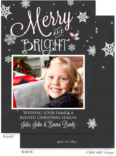 Take Note Designs Digital Holiday Photo Cards - Merry & Bright Chalkboard Art
