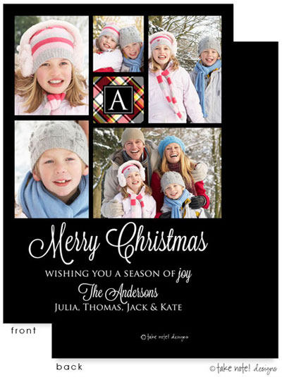 Take Note Designs Digital Holiday Photo Cards - Plaid Monogram Center Take Note Designs Digital Holiday Photo Cards - Plaid Monogram Center