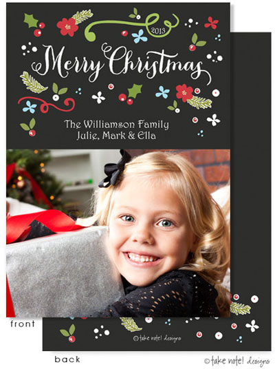 Take Note Designs Digital Holiday Photo Cards - Christmas Elegant Floral Take Note Designs Digital Holiday Photo Cards - Christmas Elegant Floral