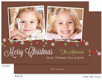 Take Note Designs Digital Holiday Photo Cards - Cheerful Snowflake Border Brown