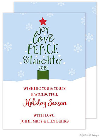 Take Note Designs Holiday Greeting Cards - Peace Love Laughter Holiday Tree