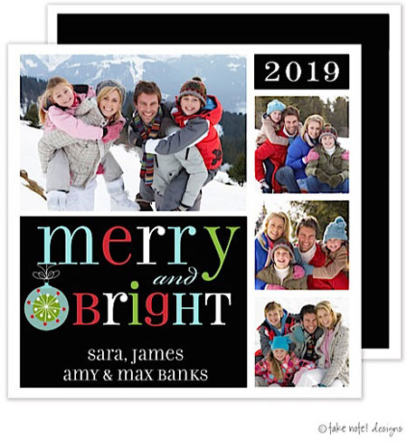 Take Note Designs Digital Holiday Photo Cards - Merry And Bright Ornament Black Take Note Designs Digital Holiday Photo Cards - Merry And Bright Ornament Black