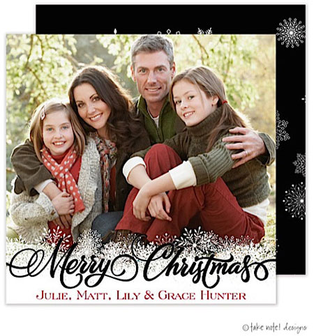 Take Note Designs Digital Holiday Photo Cards - Snowflake Overlay Black Square Take Note Designs Digital Holiday Photo Cards - Snowflake Overlay Black Square