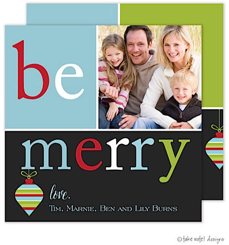 Take Note Designs Digital Holiday Photo Cards - Be Merry Ornament Black Take Note Designs Digital Holiday Photo Cards - Be Merry Ornament Black