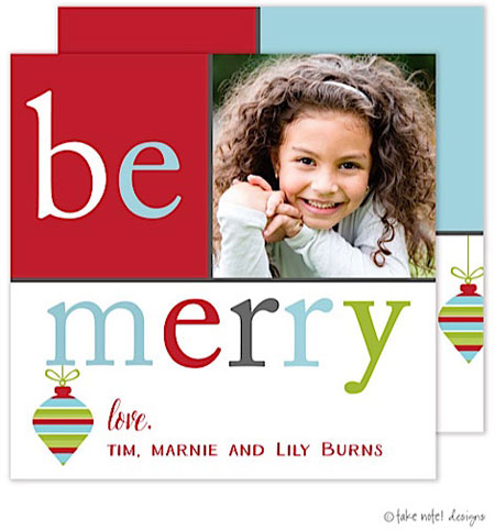 Take Note Designs Digital Holiday Photo Cards - Be Merry Ornament Red Take Note Designs Digital Holiday Photo Cards - Be Merry Ornament Red
