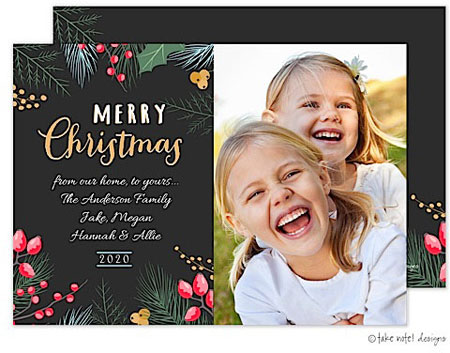Take Note Designs Digital Holiday Photo Cards - Lovely Christmas Greens Take Note Designs Digital Holiday Photo Cards - Lovely Christmas Greens