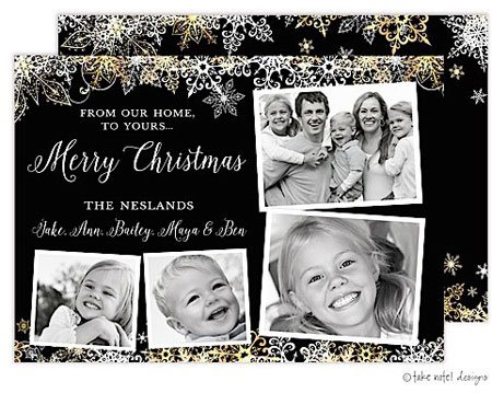 Take Note Designs Digital Holiday Photo Cards - Elegant Snowflake Scatter Black Take Note Designs Digital Holiday Photo Cards - Elegant Snowflake Scatter Black