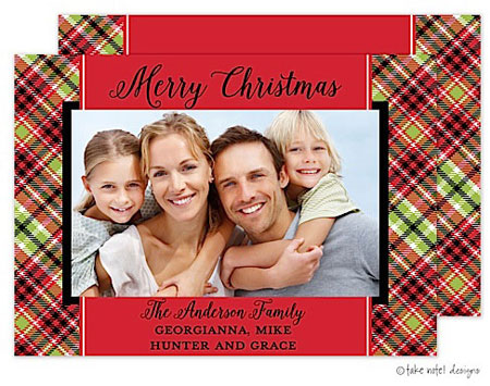 Take Note Designs Digital Holiday Photo Cards - Christmas Plaid Wrap Red Take Note Designs Digital Holiday Photo Cards - Christmas Plaid Wrap Red