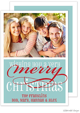 Take Note Designs Digital Holiday Photo Cards - Christmas Script Blue