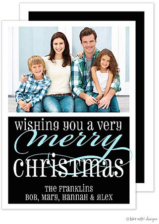 Take Note Designs Digital Holiday Photo Cards - Christmas Script Black