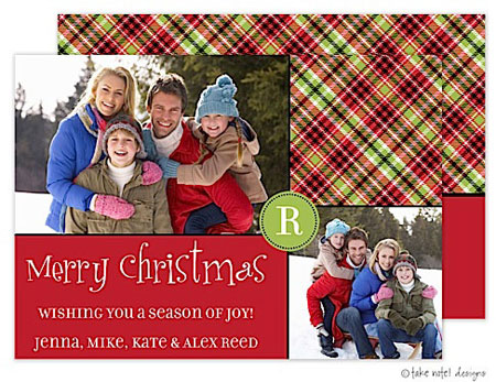 Take Note Designs Digital Holiday Photo Cards - Christmas Plaid Corners Take Note Designs Digital Holiday Photo Cards - Christmas Plaid Corners