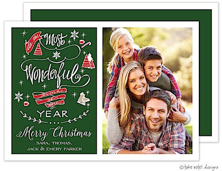 Take Note Designs Digital Holiday Photo Cards - Most Wonderful Time Green Take Note Designs Digital Holiday Photo Cards - Most Wonderful Time Green