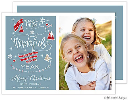 Take Note Designs Digital Holiday Photo Cards - Most Wonderful Time Blue Take Note Designs Digital Holiday Photo Cards - Most Wonderful Time Blue