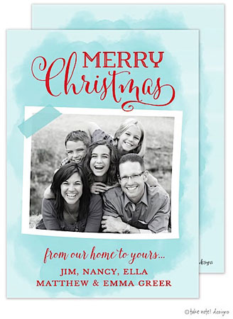 Take Note Designs Digital Holiday Photo Cards - Blue Watercolor Red Take Note Designs Digital Holiday Photo Cards - Blue Watercolor Red