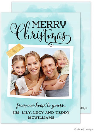 Take Note Designs Digital Holiday Photo Cards - Blue Watercolor Black Take Note Designs Digital Holiday Photo Cards - Blue Watercolor Black