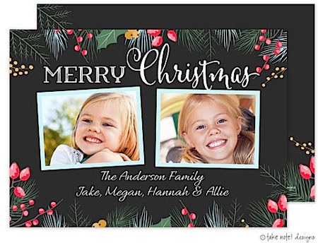 Take Note Designs Digital Holiday Photo Cards - Christmas Floral Elegance