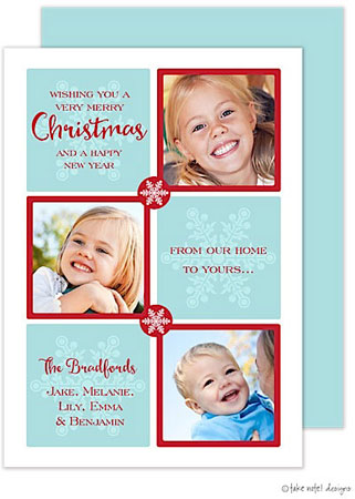 Take Note Designs Digital Holiday Photo Cards - Snowflake Christmas Corners Blue Take Note Designs Digital Holiday Photo Cards - Snowflake Christmas Corners Blue