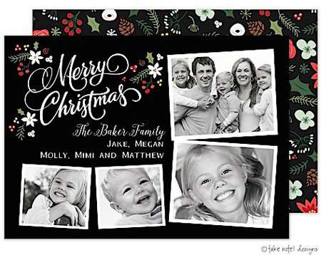 Take Note Designs Digital Holiday Photo Cards - Christmas Floral Berry Bunch Layout