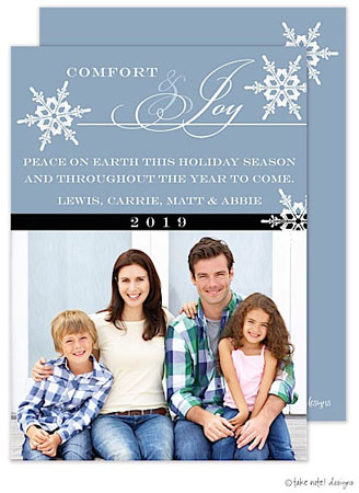 Take Note Designs Digital Holiday Photo Cards - Comfort And Joy Blue Take Note Designs Digital Holiday Photo Cards - Comfort And Joy Blue