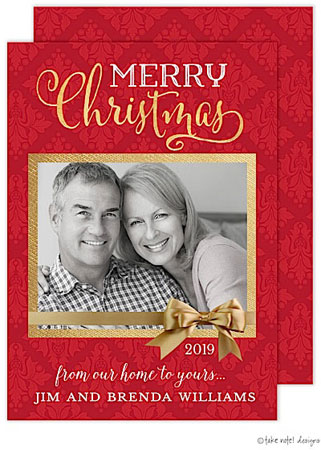 Take Note Designs Digital Holiday Photo Cards - Red Damask Gold Gift Take Note Designs Digital Holiday Photo Cards - Red Damask Gold Gift