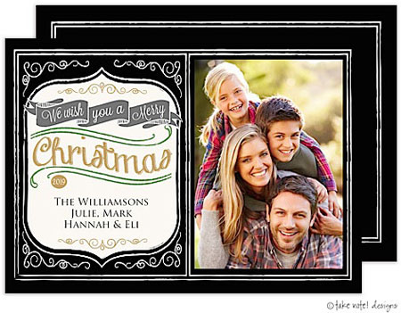 Take Note Designs Digital Holiday Photo Cards - Vintage Christmas Banner Black Take Note Designs Digital Holiday Photo Cards - Vintage Christmas Banner Black