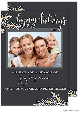 Take Note Designs Digital Holiday Photo Cards - Grey Sparkle Boughs Take Note Designs Digital Holiday Photo Cards - Grey Sparkle Boughs