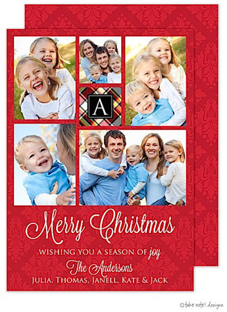 Take Note Designs Digital Holiday Photo Cards - Red Damask Monogram Take Note Designs Digital Holiday Photo Cards - Red Damask Monogram