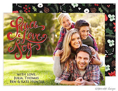 Take Note Designs Digital Holiday Photo Cards - Peace Love Joy Overlay