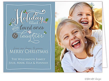 Take Note Designs Digital Holiday Photo Cards - Holiday Greeting Cheer Blue Take Note Designs Digital Holiday Photo Cards - Holiday Greeting Cheer Blue