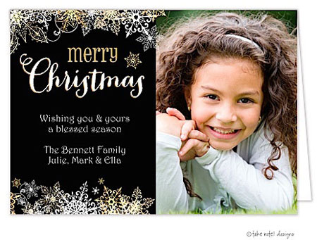 Take Note Designs Digital Holiday Photo Cards - Ornate Snowflake Scatter