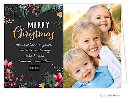 Take Note Designs Digital Holiday Photo Cards - Lovely Christmas Greens Take Note Designs Digital Holiday Photo Cards - Lovely Christmas Greens