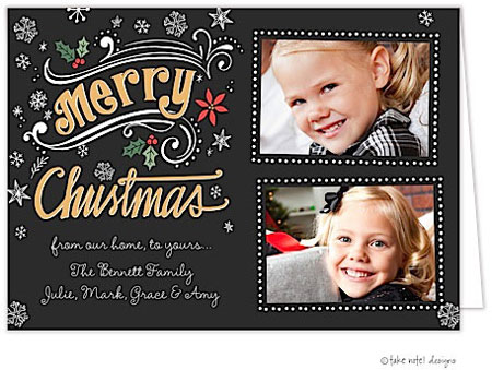 Take Note Designs Digital Holiday Photo Cards - Christmas Flourish Fun Two Photo