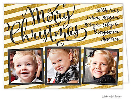 Take Note Designs Digital Holiday Photo Cards - Gold Sparkle Stripe Joy Take Note Designs Digital Holiday Photo Cards - Gold Sparkle Stripe Joy