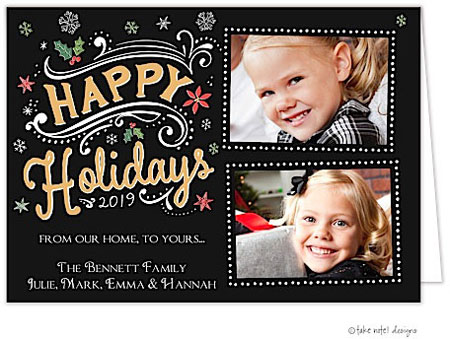 Take Note Designs Digital Holiday Photo Cards - Happy Holidays Festive 2