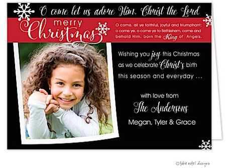 Take Note Designs Digital Holiday Photo Cards - O Come Let Us Adore Him Red