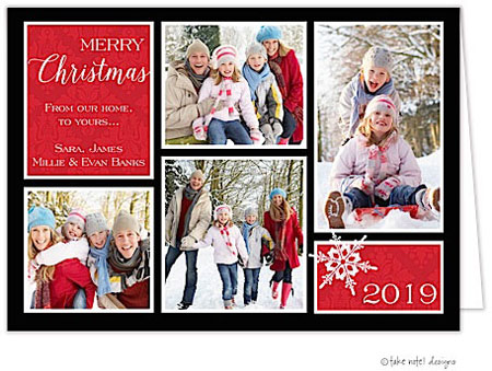 Take Note Designs Digital Holiday Photo Cards - Damask Corners Red Take Note Designs Digital Holiday Photo Cards - Damask Corners Red
