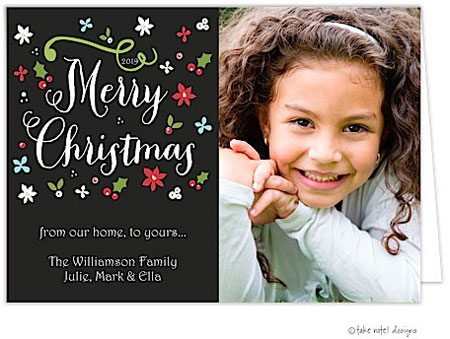 Take Note Designs Digital Holiday Photo Cards - Christmas Floral Scatter