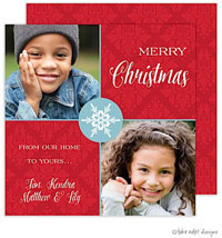 Take Note Designs Digital Holiday Photo Cards - Red Snowflake Corners