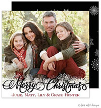 Take Note Designs Digital Holiday Photo Cards - Snowflake Overlay Black Square