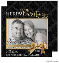 Take Note Designs Digital Holiday Photo Cards - Damask Gold Wrap Square