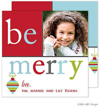 Take Note Designs Digital Holiday Photo Cards - Be Merry Ornament Red