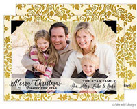 Take Note Designs Digital Holiday Photo Cards - Golden Damask Black Corners