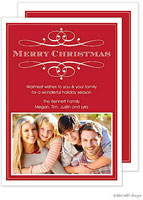 Take Note Designs Digital Holiday Photo Cards - Red Simple Scroll Elegance