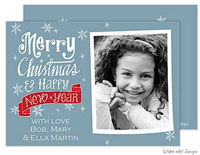 Take Note Designs Digital Holiday Photo Cards - Merry Christmas New Year Banner Blue