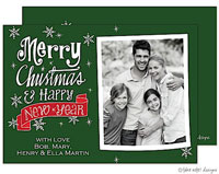 Take Note Designs Digital Holiday Photo Cards - Merry Christmas New Year Banner Green