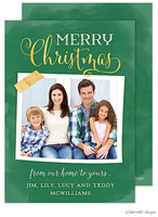 Take Note Designs Digital Holiday Photo Cards - Green Watercolor Gold